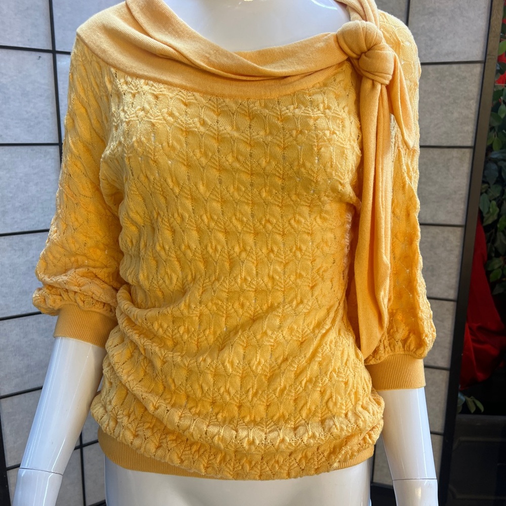 Moschino Golden Knit Sweater with Knot Accent